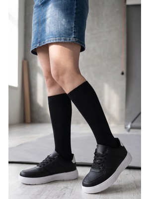 In Step Urban Pure Black Comfort: Minimalist Siyah Kadın Spor Ayakkabı