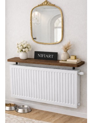 Nifi Art Nifiart Oval Kesim Petek Üstü Uçan Raf Dresuar Kalorifer Peteği Rafı Kitaplık 60 x 18 cm Atlantik Çam