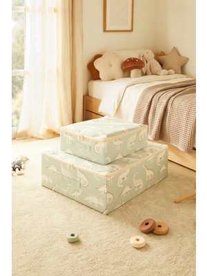 Ocean Home Textile 2'li Çocuk Odası Dinozor Destekli Kutu Hurç 31 x 38 x 12 + 45 x 55 x 18 cm