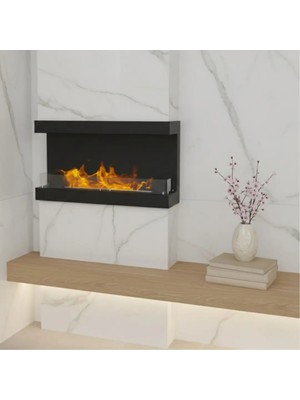 Starfire Sol-Sağ Açık Duvar Şöminesi 120 cm Siyah Modern Dekoratif