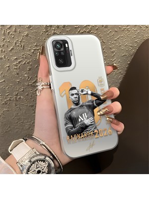 HONTINGA Xiaomi Redmi Note 10 ile Uyumlu Kılıfı Silikon Kenar Sert Arka Düşüme Önleyici Basitlik Anti Düşme Kamera Korumali Mbappé Desen Telefon Kılıfı K1-1150