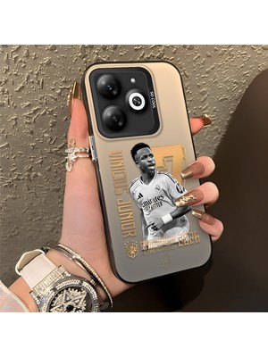 HONTINGA Tecno Spark Go 2024 ile Uyumlu Kılıfı Silikon Kenar Sert Arka Düşüme Önleyici Basitlik Anti Düşme Kamera Korumali Vinícius Desen Telefon Kılıfı K1-1151
