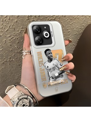 HONTINGA Tecno Spark Go 2024 ile Uyumlu Kılıfı Silikon Kenar Sert Arka Düşüme Önleyici Basitlik Anti Düşme Kamera Korumali Vinícius Desen Telefon Kılıfı K1-1151