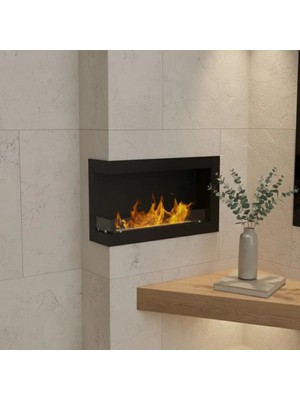 Starfire Sol Açık Duvar Şöminesi 90 cm Siyah Modern Dekoratif