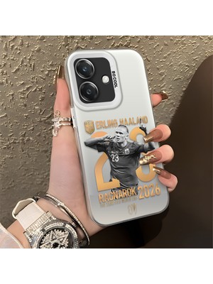 HONTINGA Oppo A3X 4g ile Uyumlu Kılıfı Silikon Kenar Sert Arka Düşüme Önleyici Basitlik Anti Düşme Kamera Korumali Erling Haaland Desen Telefon Kılıfı K1-1154