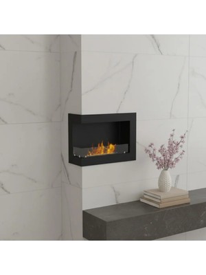 Starfire Sol Açık Duvar Şöminesi 60 cm Siyah Modern Dekoratif