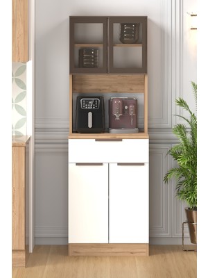 Fly Mobilya 60 cm Ledli Brown Çok Amaçlı Boy Dolap, Çok Amaçlı Dolap