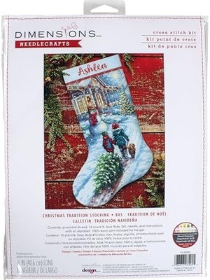 Mabeyn 70-08995 Tatil Geleneği Kendin Yap Kişiselleştirilebilir Kanaviçe Çorap Seti, 40 cm L, 14 Adet Açık Mavi Aida, Çeşitli