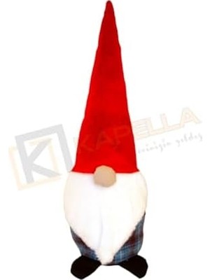 Mabeyn Yılbaşı Noel Baba Dekoratif Biblo Bordo Mavi Ekose