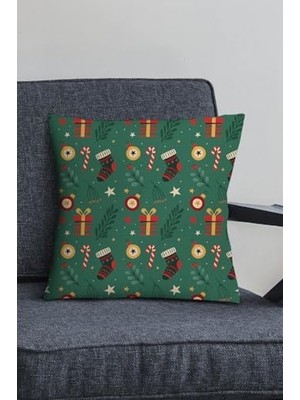 Mabeyn Christmas Dekoratif Gizli Fermuar Çift Taraflı Yeniyıl Kırlent Yastık Kılıfı 43X43CM KRL1039