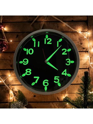 Bahat Fosforlu Gece Karanlıkta 5 Saat Parlayan Duvar Saati Çap 22 cm Plastik