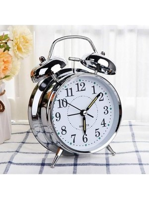 Mabeyn Klasik Çalar Saat Dekoratif Yüksek Sesli Mekanik Alarmlı Çalar Alarmlı Saat Dekoratif Hediyelik 12 x 8 cm Qrt-1