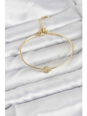Toptan Bulurum Yonca Model Gold Renk Kadın Bileklik