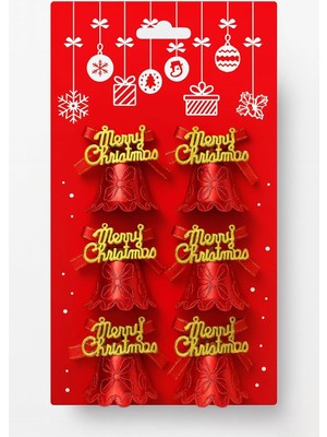 Mabeyn 6 Adet Lüx Yılbaşı Ağacı Süslemeleri Zilleri Yılbaşı Süsleri Yılbaşı Ağacı Süsü Kırmızı