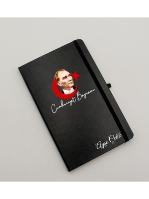 As Gift Kişiye Özel Cumhuriyet Bayramıı Baskılı Siyah Defter