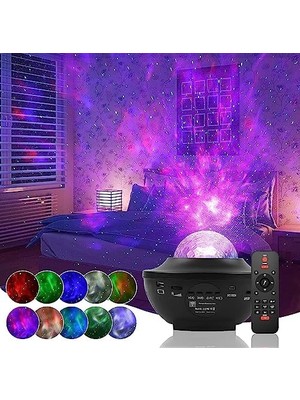 Mabeyn Galaksi Gökyüzü ve Yıldızları Yansıtan Gece Lambası Hoparlör Özellikli LED Rgb Işıklı Uzaktan Kumandalı 3 Farklı Aydınlık Seviyesi Telefon ile Bluetooth Bağlantı 13CM x 16CM SP17