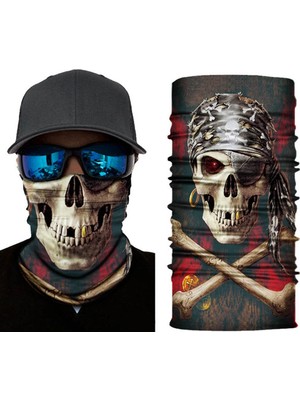 Ttt Siyah Korsan Kafatası Baskılı Buff Bandana 30x48 cm