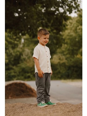 Cigit Organik Müslin Gömlek 2-10 Yaş Naturel