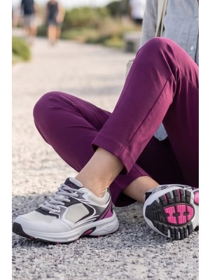 In Step Comfort-Ride: Modern Gri & Fuşya Detaylı Kadın Günlük Spor Ayakkabı