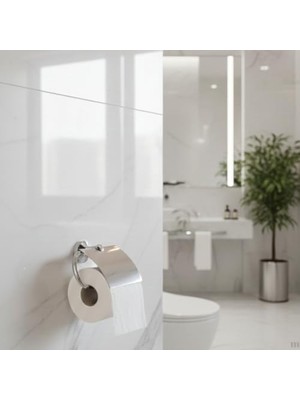 Mabeyn Metal Tuvalet Kağıtlığı | Gümüş Renk Kapaklı Wc Kağıt Askısı | 10X12 cm Modern Banyo Aksesuarı