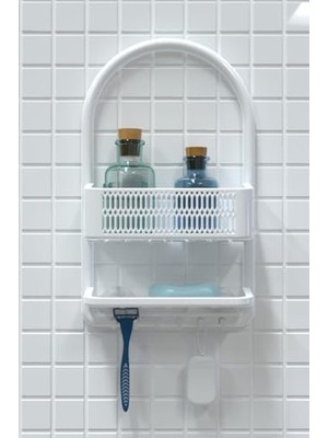 Mabeyn Ceres Plastik Banyo Duş Rafı, Beyaz, Standart