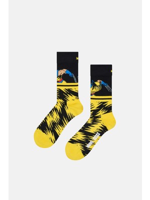 Happy Socks - Sarı Marvel x - Men Wolverine Figürlü Çorap