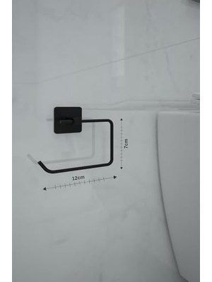 Mabeyn Banyo Yapışkanlı Aksesuar Seti Havluluk T.kağıtlık ve Peçetelik Kare Siyah 5 Li Set