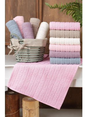 Mabeyn Tekstil Path | 12'li 30X50 cm El ve Yüz Havlu Seti | Mutfak Havlusu Pembe
