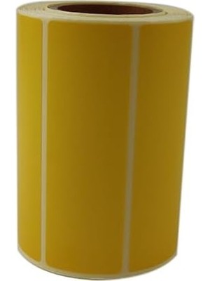 Mabeyn Sarı Zemin Baskılı Kuşe Etiket 100MM x 30MM Ruloda 500 Adet 40MM Çapında Barkod Yazıcı Etiketi