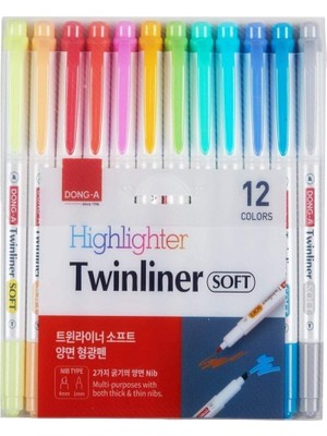 Dong-A Twinliner Soft Fosforlu Kalem Çift Taraflı 12'li