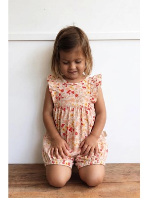 Cigit Fırfırlı Şort Tulum 0-3 Yaş Çıtır Çiçek Desen