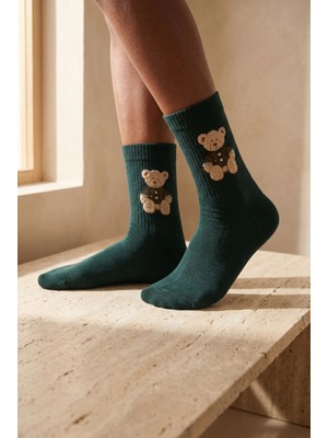 Katia & Bony Unisex Teddy Desenli Soket Çorap Koyu Yeşil