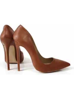 Hayy Shoes Taba Mat Stiletto Topuklu Ayakkabı