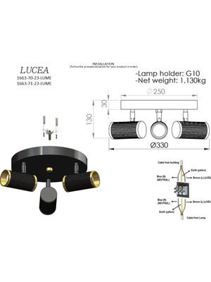 Mabeyn Vıtale 3 Lu Siyah-Antık Lak Plafonyer 3XGU10