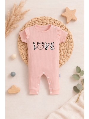 Bubito Pamuklu Love Yazılı Yazlık Kız Bebek Tulum-Pembe