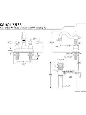 Mabeyn KS1601BL Merkez Seti Pirinç Açılır Lavabo Bataryası, Krom