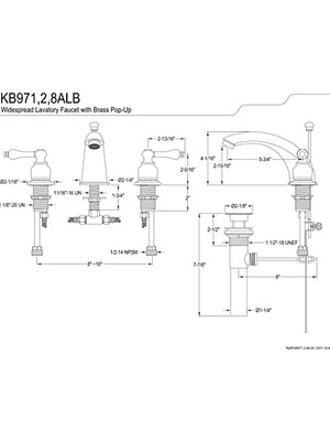 Mabeyn KB972ALB Viktorya Dönemi Yaygın Banyo Bataryası, Cilalı Pirinç