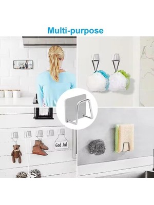 Mabeyn 2 Adet Metal Bulaşık Sungeri Askısı, Eviye Lavabo Içi Bulaşık Sungeri Askısı, Çok Amaçlı Kanca, Paslanmaz Çelik, Mutfakta Düzen Sağlayıcı, Dayanıklı ve Şık Tasarım