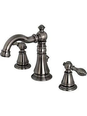 Mabeyn FSC1974AL Ingiliz Klasik 20 cm Geniş Lavabo Bataryası Perakende Pop-Up, Siyah Paslanmaz, 12,72 cm Ağız Erişimi