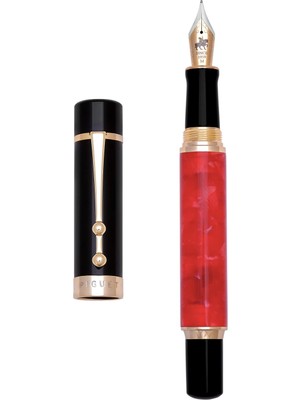 Mabeyn Piguet Genève – Lüks ve Ergonomik Dolma Kalem & Tükenmez Kalem – Taurus Serisi – Alman M Uç, Altın Kaplama – Evrensel ve Kartuş, Doldurulabilir Pompa, Hediye Kutulu (Dolma Kalem, Rouge)