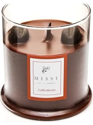 Mabeyn Büyük Üfleme Cam Ahşap Fitilli Coffe Mocha Vegan MUM(380 Gr)