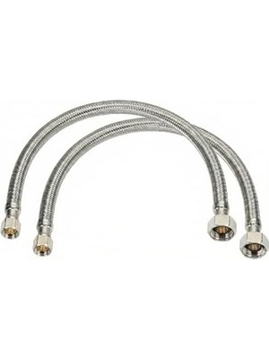 Mabeyn Smartizi 2 Adet 3/8" - 3/8" Dişi Çelik Örgülü Hortum (50 Cm) - Klozet ve Rezervuar Su Bağlantı Spirali - Paslanmaz Esnek Tesisat Borusu ve Ara Musluk Bağlantısı (2'li Eko Paket)