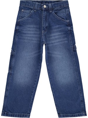 Civil Boys Erkek Çocuk Yan Cepli Baggy Kalıp 6-9 Yaş Pantolon Kot - Mavi