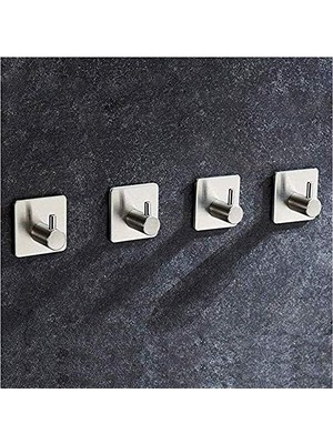 Mabeyn Deltahome Paslanmaz Çelik 4 Adet Topuzlu Banyo Askısı Havluluk Havlu Askılık Inox - Kendinden Yapışmalı Sistem