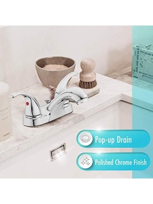 Mabeyn Aqua 15-B42WP-CH-AV Iki Saplı Banyo Lavabo Bataryası, Cilalı Krom