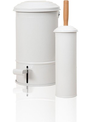 PremiumPort Beyaz Çöp Kovası ve Tuvalet Fırçası Seti, Temizlikte Şıklık