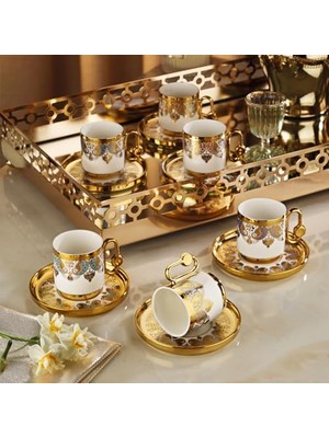 Mabeyn Aryıldız Latife 6 Kişilik Türk Kahve Fincan Takımı