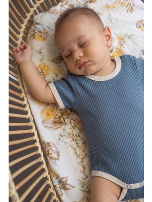 Cigit Omuzu Kırmalı Biyeli Zıbın 0-3 Yaş Indigo Mavi