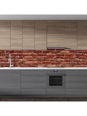 Mabeyn Mutfak Tezgah Arası Folyo Kaplama Folyosu Kırmızı Tuğla Desen 60 x 400