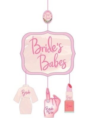 Mabeyn Babes Bekarlığa Veda Partisi Asılabilir Dekor Süsü, Pembe, Gelin Temalı, 3 Parçalı